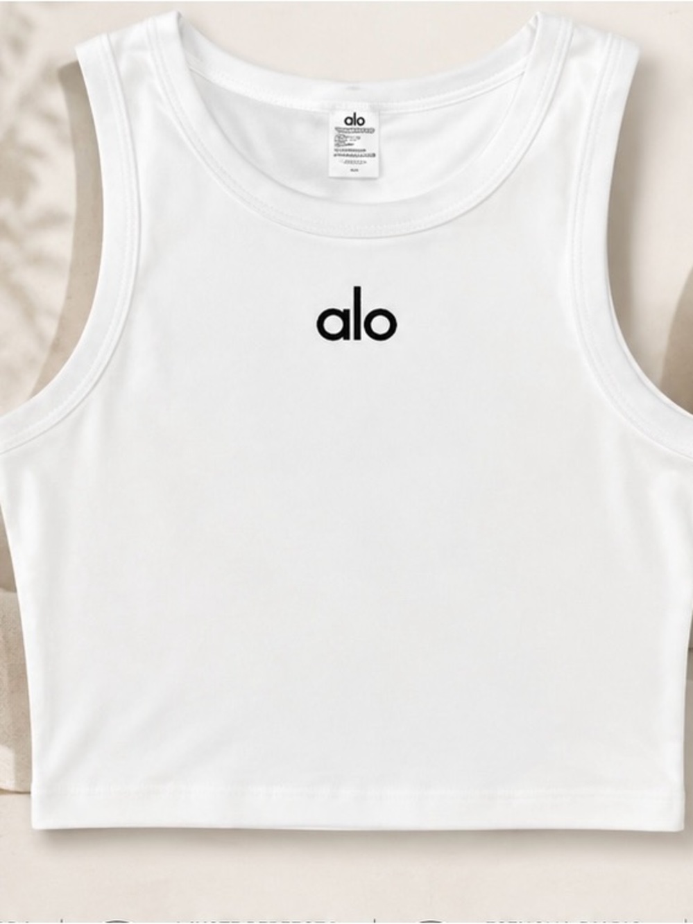 ALO Yoga Kids White Tank with Black Logo